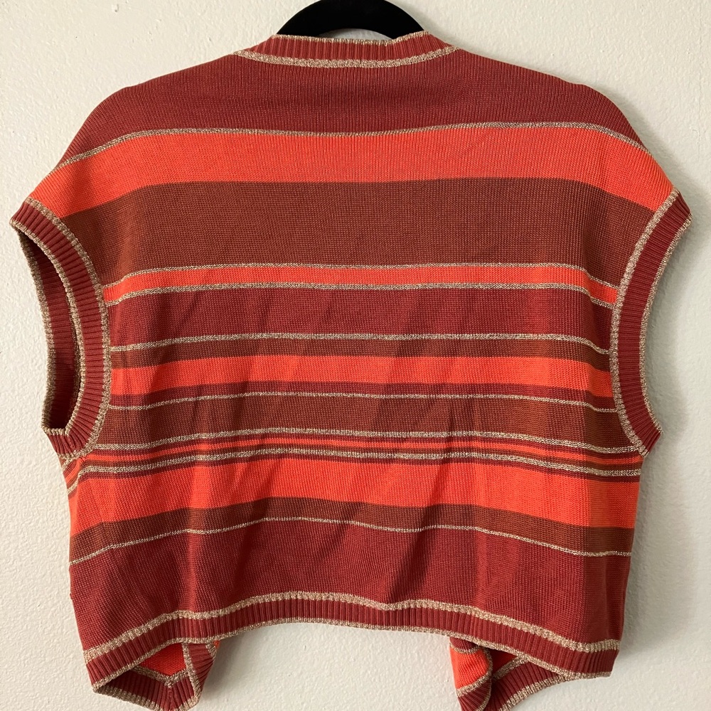 Mila Schon 70’s vibe striped shrug sweater cardigan vest - Picture 4 of 4